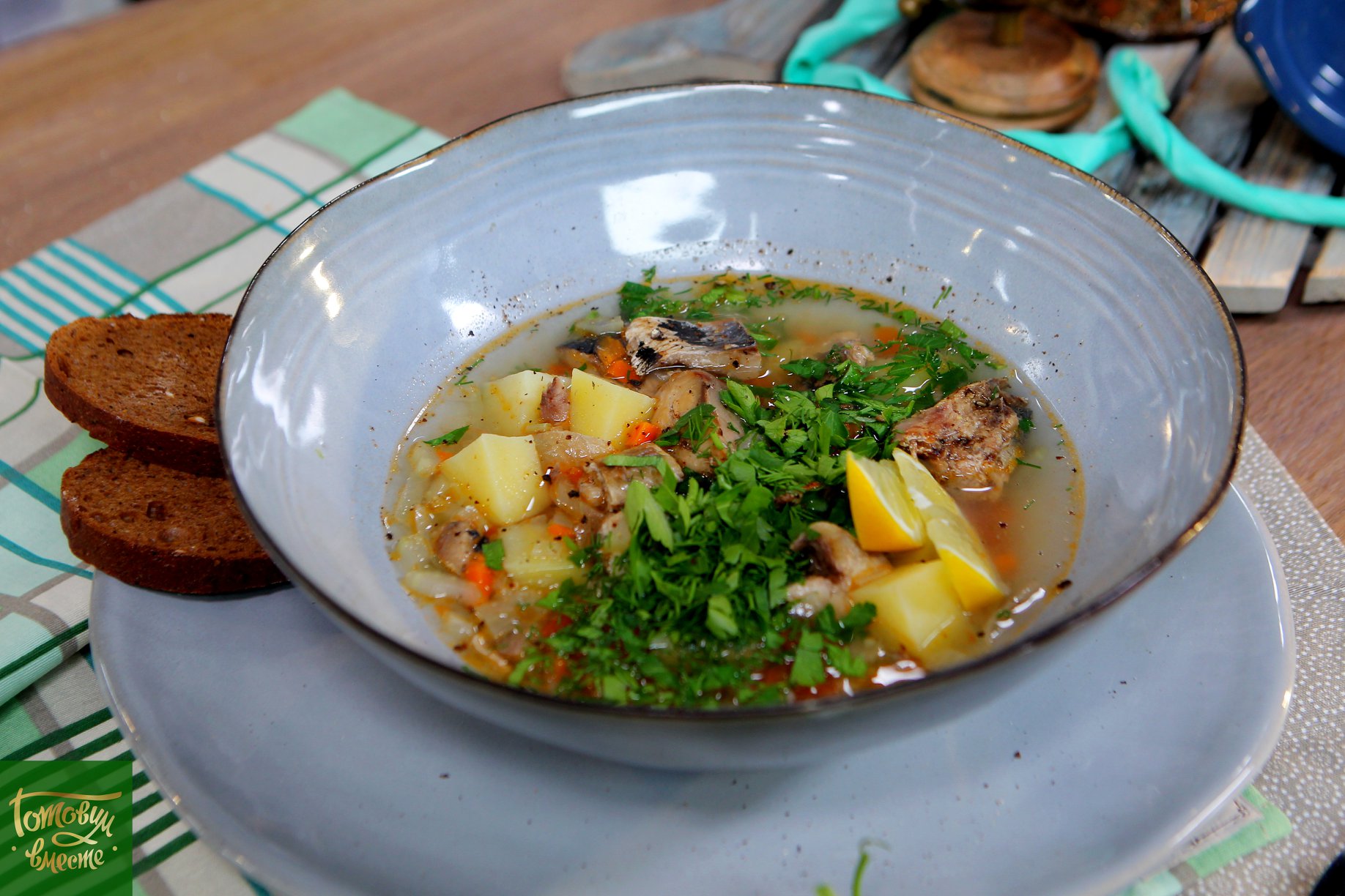 Овощной суп с сардинами