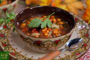 Овощной суп с фасолью и нутом