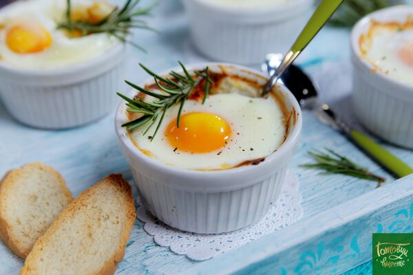 Eggs cocotte with ham