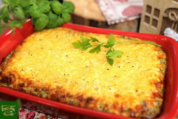 Гречана запіканка з фаршем і грибами