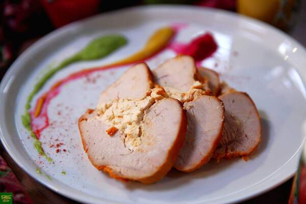 Turkey roast beef in mustard-honey glaze