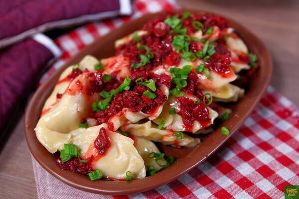 Вареники с курицей и грибами