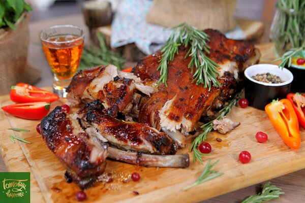 Rippchen in Weinbrand-Wein-Marinade
