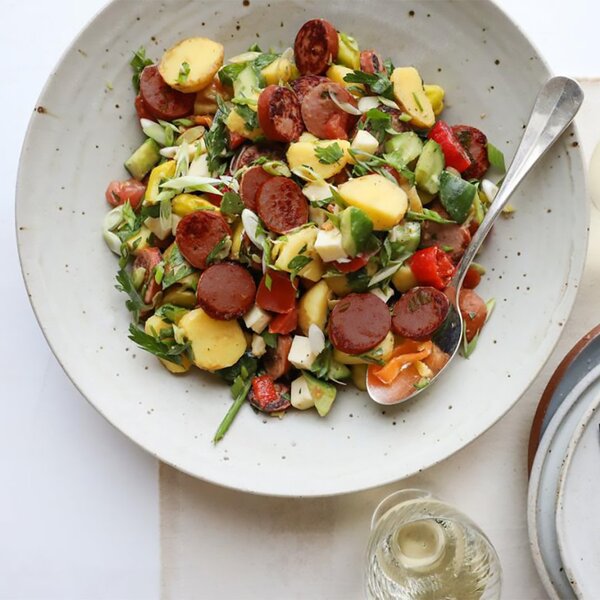 Barbecue sausage salad