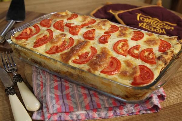Лазанья с курицей и грибами