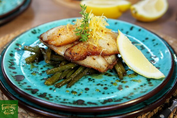 Tilapia with caramelized green beans